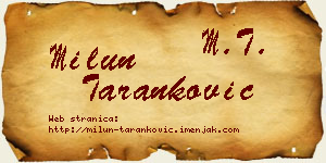 Milun Taranković vizit kartica